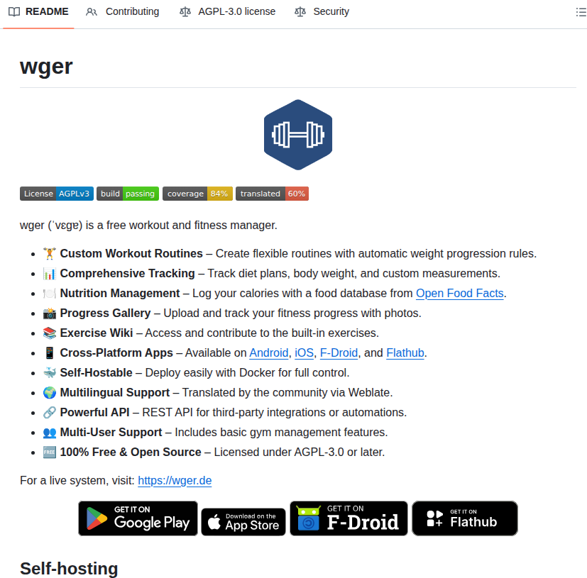 Wger Project Wger screenshot
