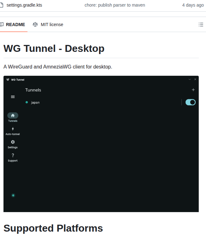 Wgtunnel Desktop screenshot