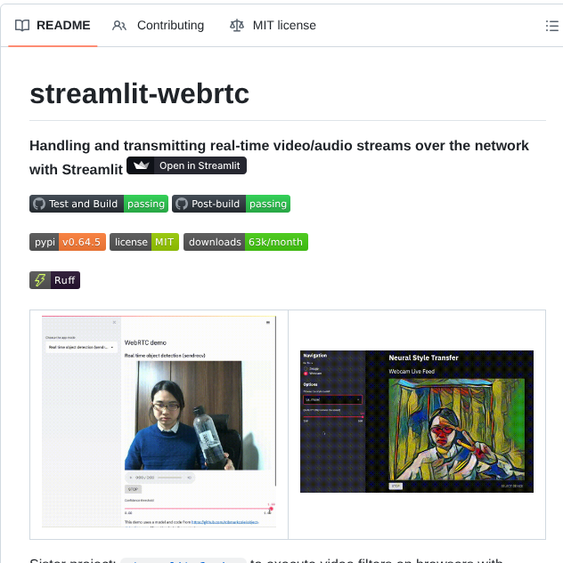 Whitphx Streamlit Webrtc screenshot