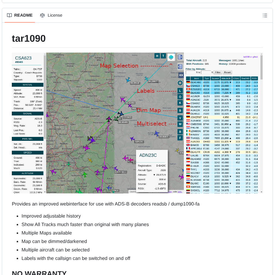 Wiedehopf Tar1090 screenshot