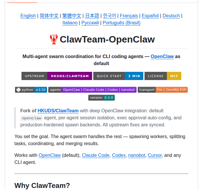 Win4r Clawteam Openclaw screenshot