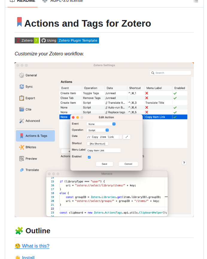 Windingwind Zotero Actions Tags screenshot