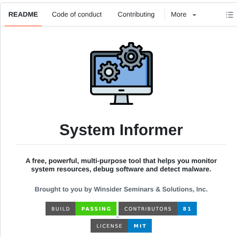 Winsiderss Systeminformer screenshot