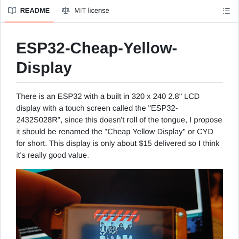 Witnessmenow Esp32 Cheap Yellow Display screenshot