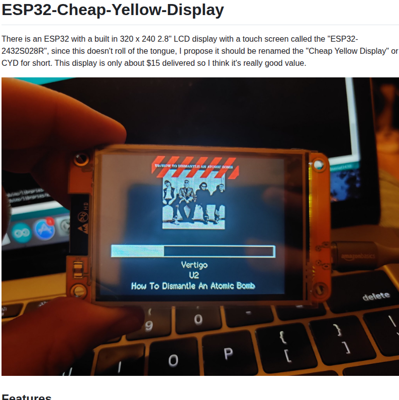 Witnessmenow Esp32 Cheap Yellow Display screenshot
