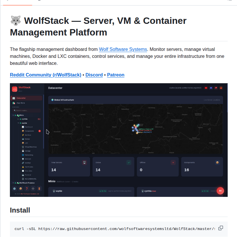 Wolfsoftwaresystemsltd Wolfstack screenshot