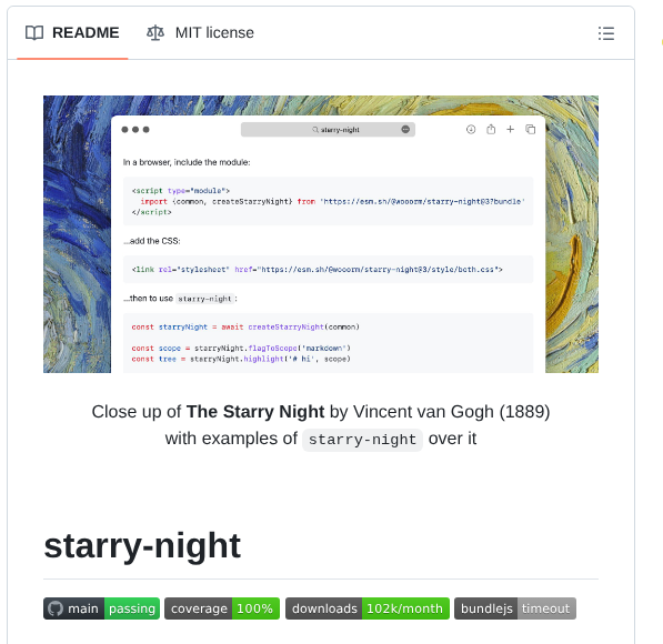 Wooorm Starry Night screenshot