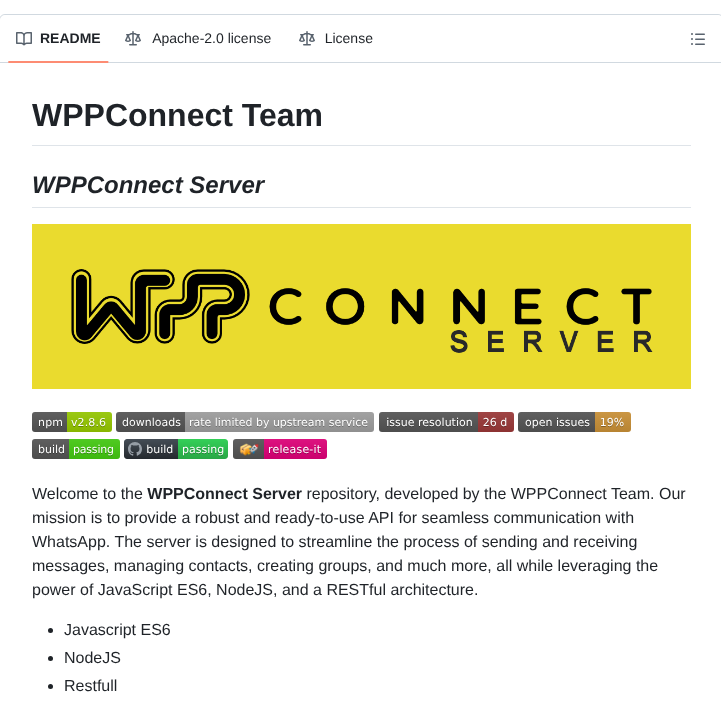 Wppconnect Team Wppconnect Server screenshot