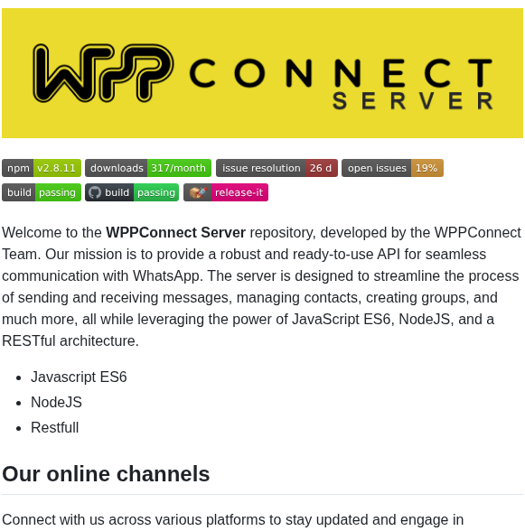 Wppconnect Team Wppconnect Server screenshot