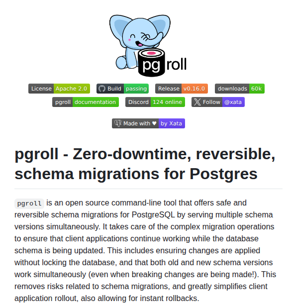 Xataio Pgroll screenshot