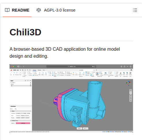 Xiangechen Chili3d screenshot