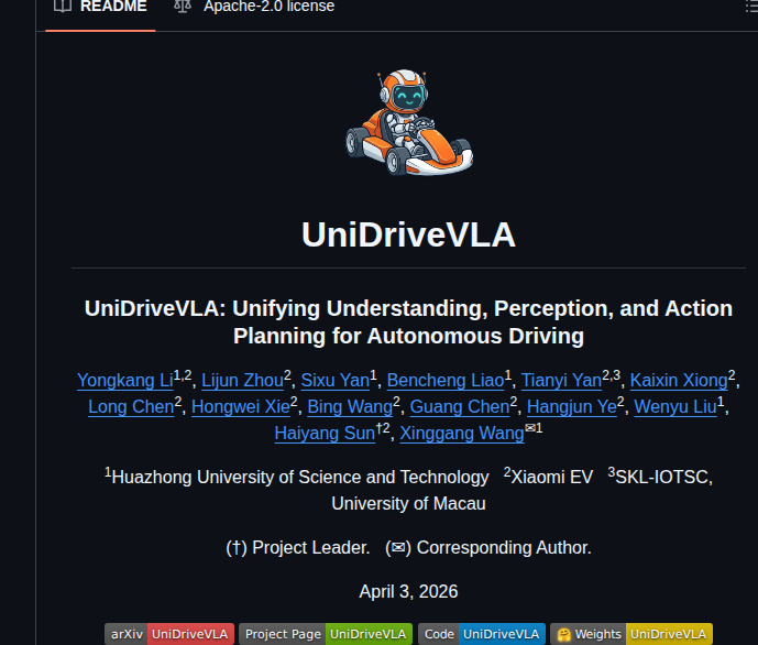 Xiaomi Research Unidrivevla screenshot