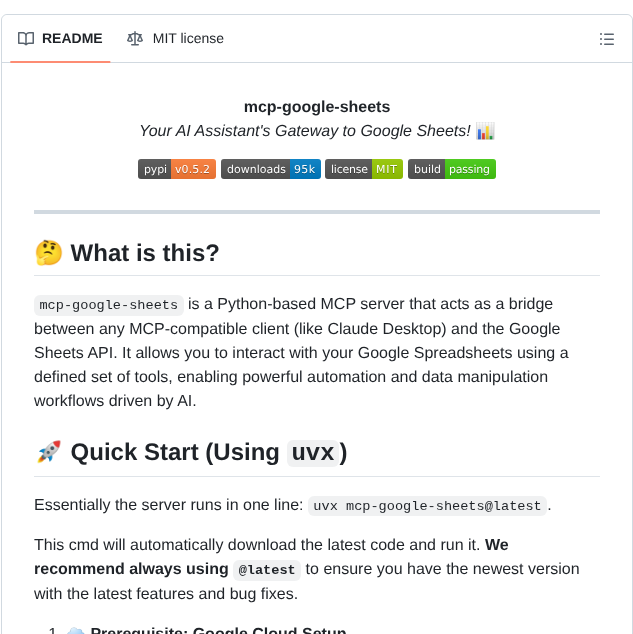 Xing5 Mcp Google Sheets screenshot