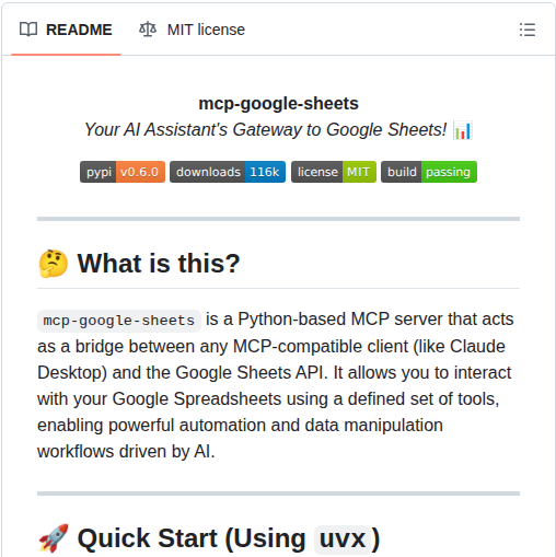 Xing5 Mcp Google Sheets screenshot