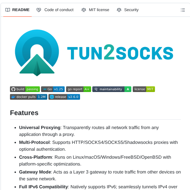 Xjasonlyu Tun2socks screenshot