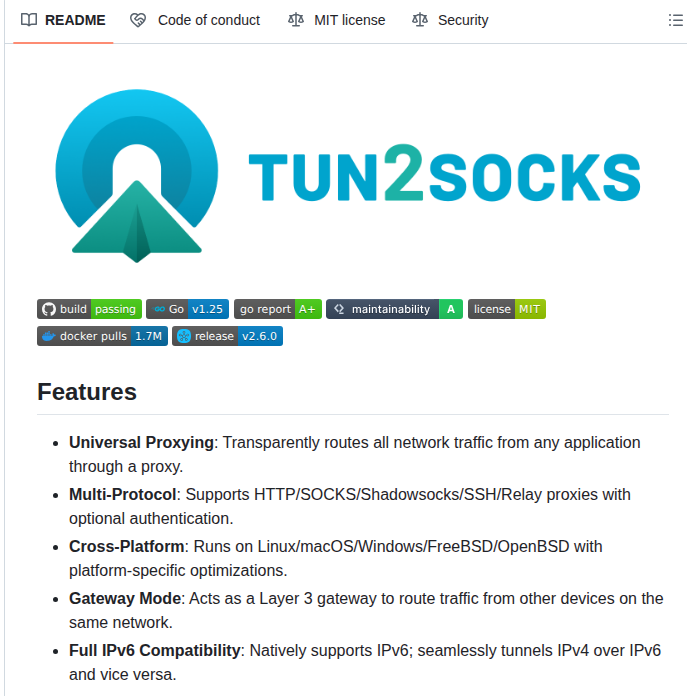 Xjasonlyu Tun2socks screenshot