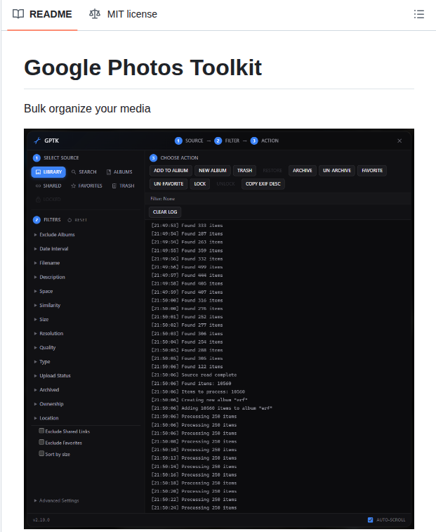 Xob0t Google Photos Toolkit screenshot
