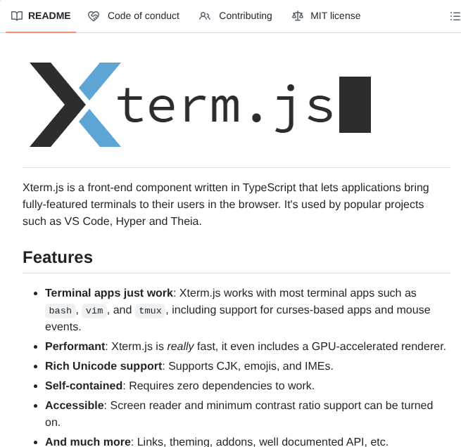 Xtermjs Xterm.js screenshot