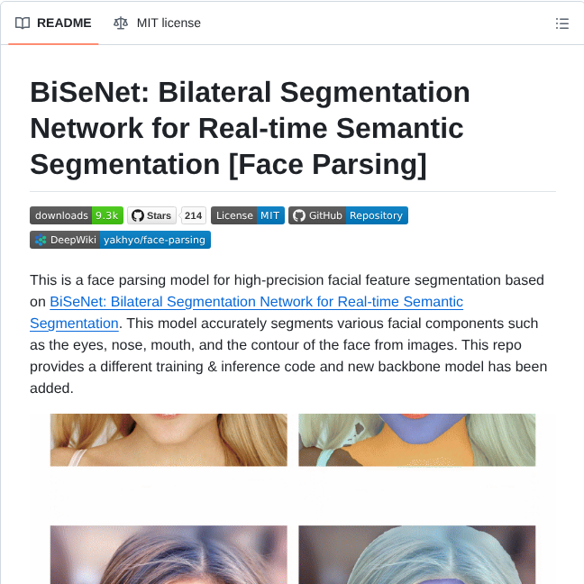 Yakhyo Face Parsing screenshot