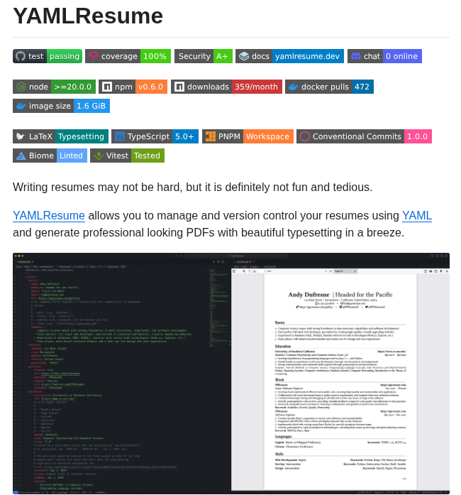 Yamlresume Yamlresume screenshot