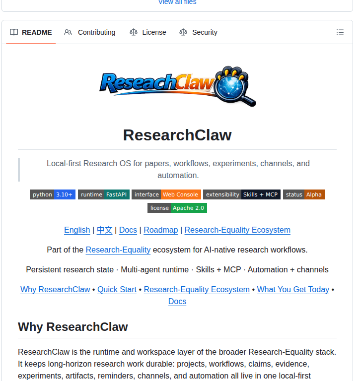 Ymx10086 Researchclaw screenshot