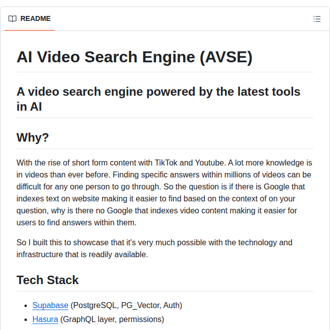 Yoeven Ai Video Search Engine screenshot