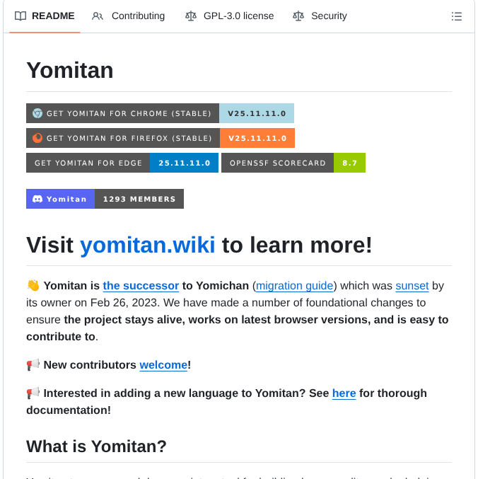 Yomidevs Yomitan screenshot