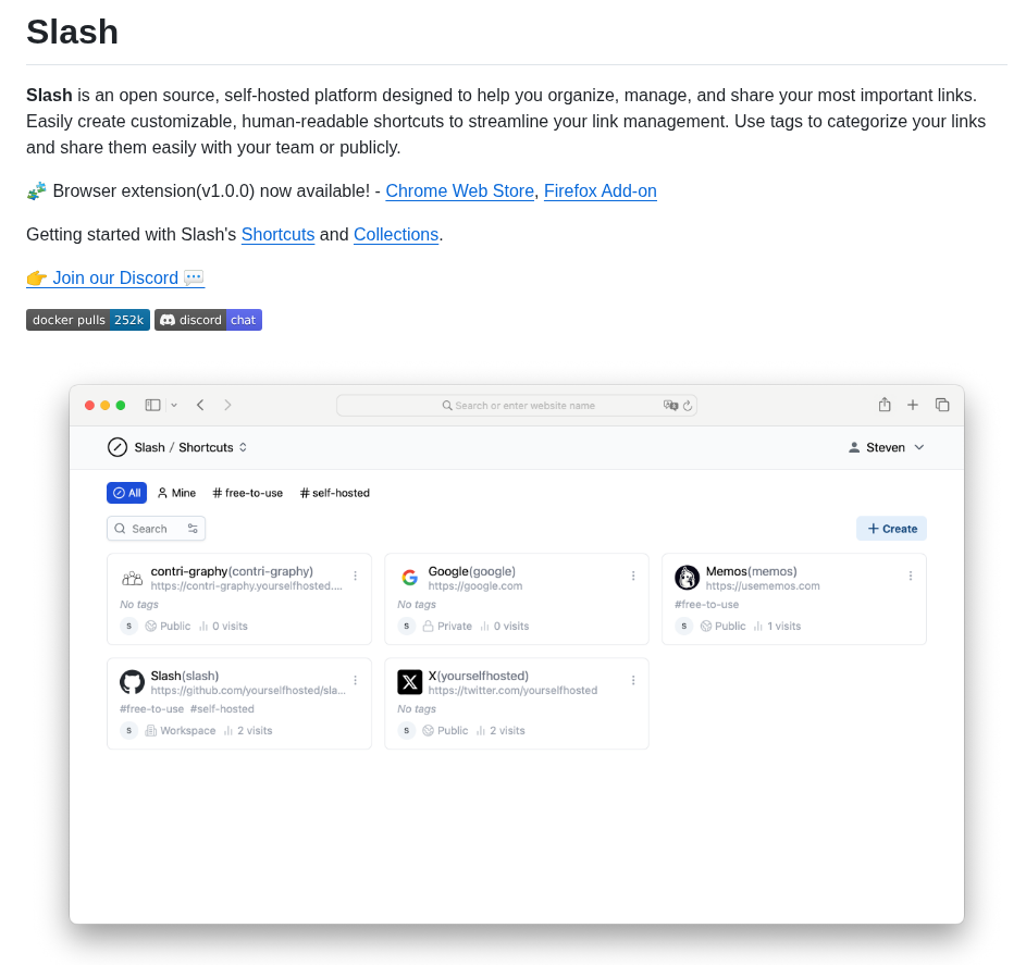 Yourselfhosted Slash screenshot