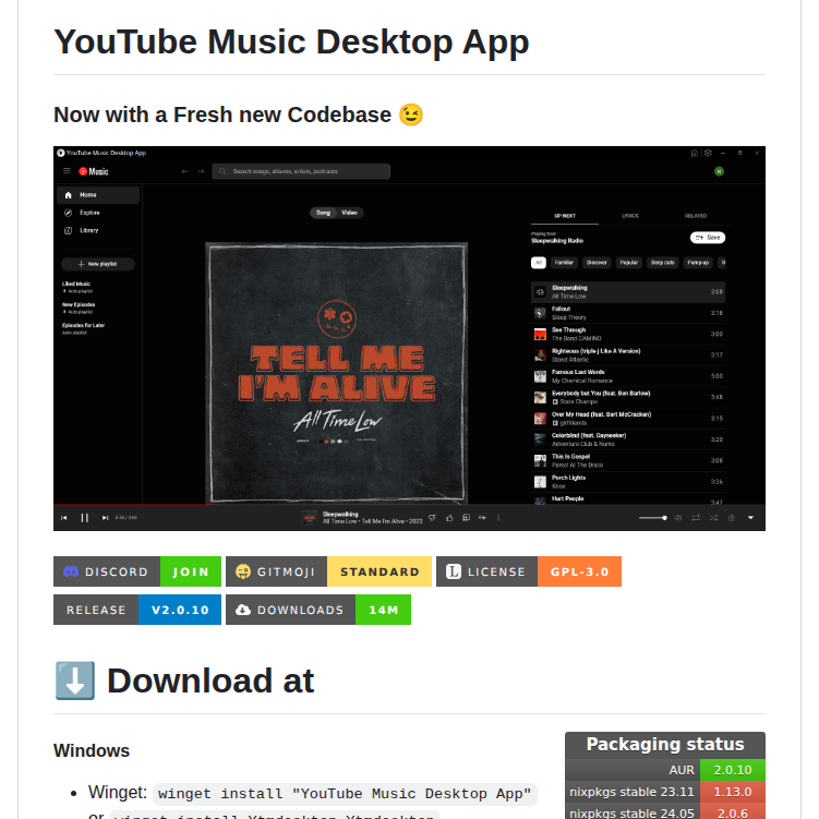 Ytmdesktop Ytmdesktop screenshot