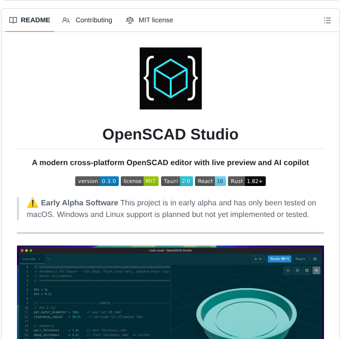 Zacharyfmarion Openscad Studio screenshot