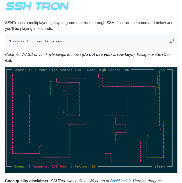 Zachlatta Sshtron screenshot