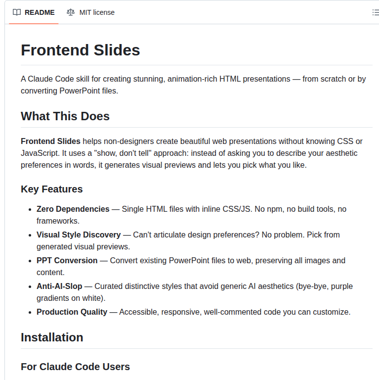 Zarazhangrui Frontend Slides screenshot