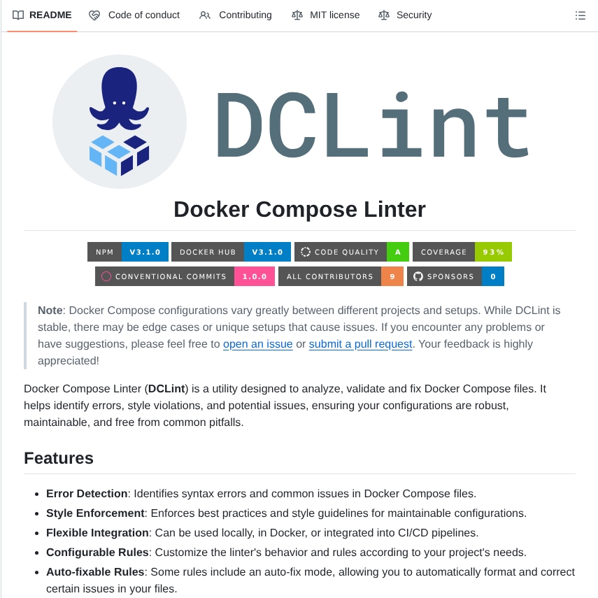 Zavoloklom Docker Compose Linter screenshot