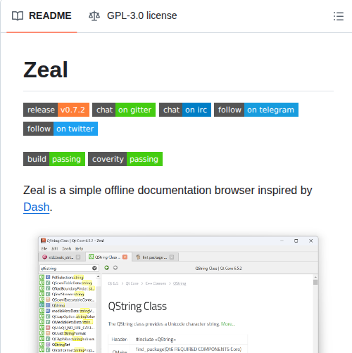 Zealdocs Zeal screenshot