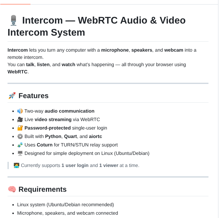 Zemendaniel Intercom screenshot