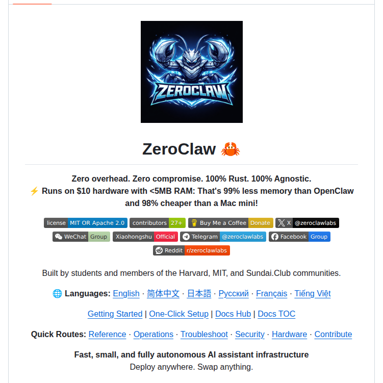 Zeroclaw Labs Zeroclaw screenshot