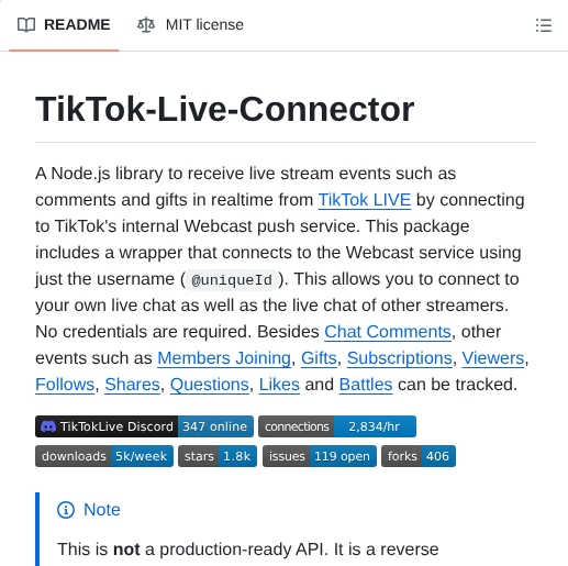 Zerodytrash Tiktok Live Connector screenshot