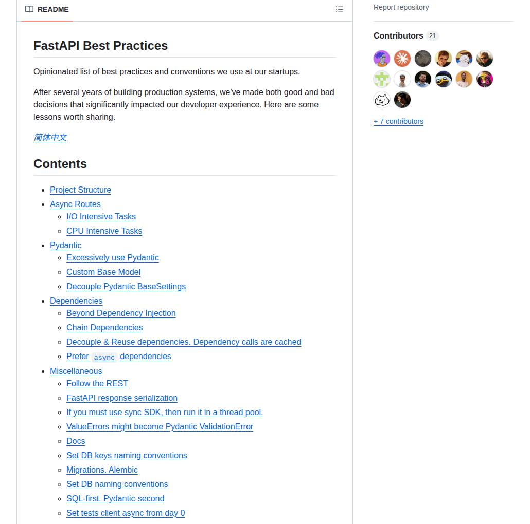 Zhanymkanov Fastapi Best Practices screenshot