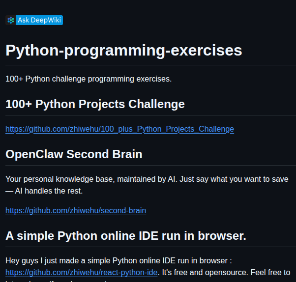 Zhiwehu Python Programming Exercises screenshot