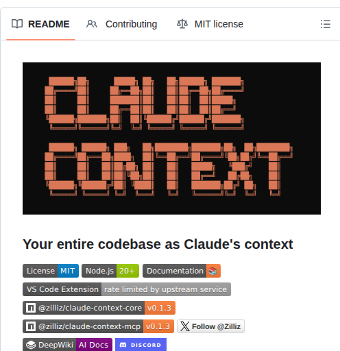 Zilliztech Claude Context screenshot