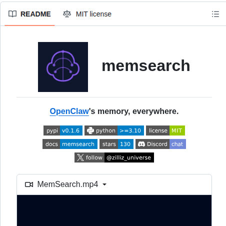 Zilliztech Memsearch screenshot