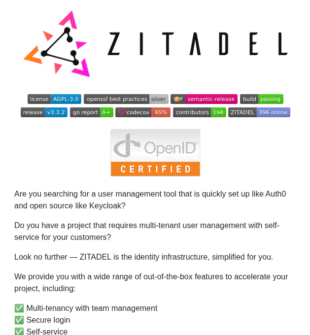Zitadel Zitadel screenshot