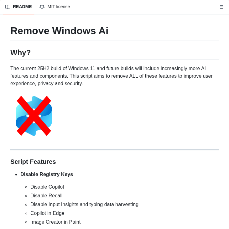 Zoicware Removewindowsai screenshot