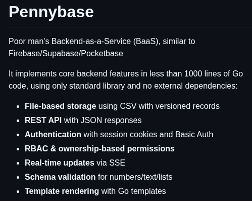 Zserge Pennybase screenshot